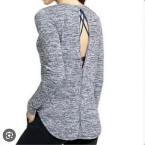 Athleta Blue Stipe, Long Sleeve Top, with Keyhole Back, Size L